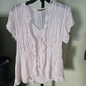 Notations Pink Two‑Piece Blouse Set Women’s Size L NWT Camisole + Shell Layer